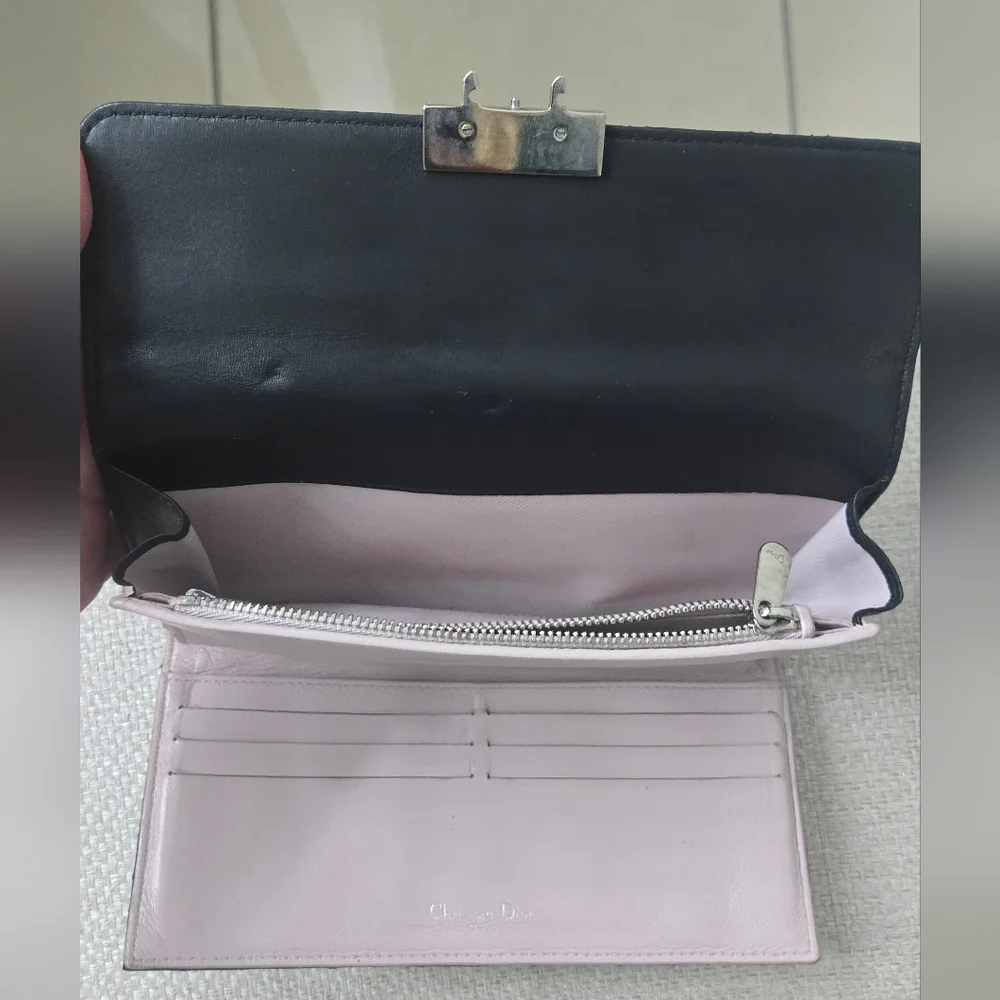 Christan Dior Miss Dior Calf Skin Black Wallet